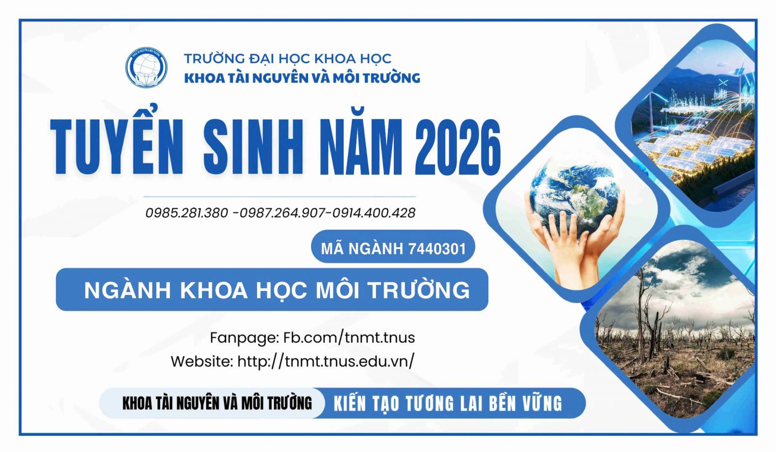 THÔNG BÁO TUYỂN SINH ĐẠI HỌC CHÍNH QUY NGÀNH KHOA HỌC MÔI TRƯỜNG NĂM 2026