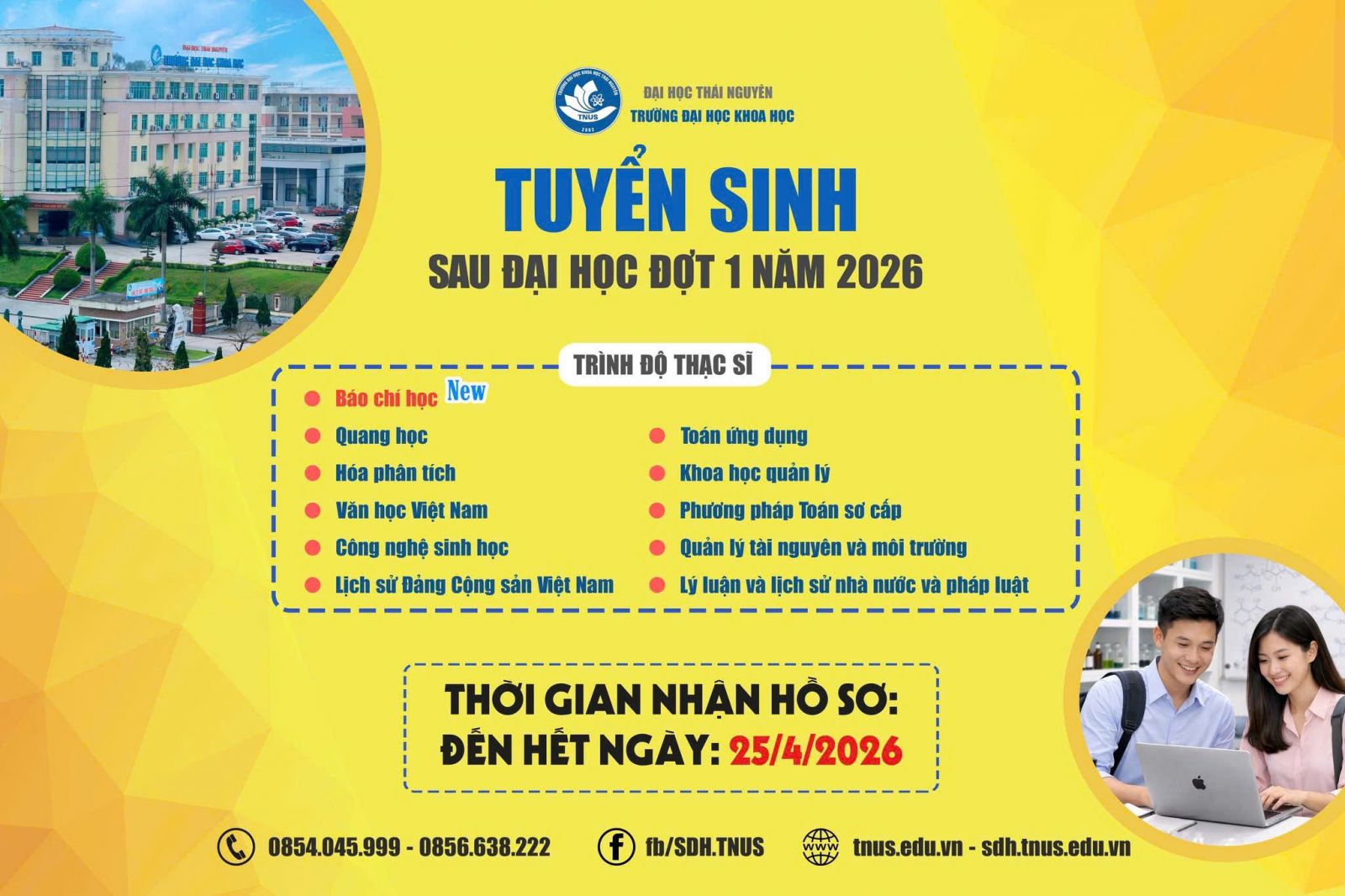 THÔNG BÁO TUYỂN SINH TRÌNH ĐỘ THẠC SĨ ĐỢT 1 NĂM 2026